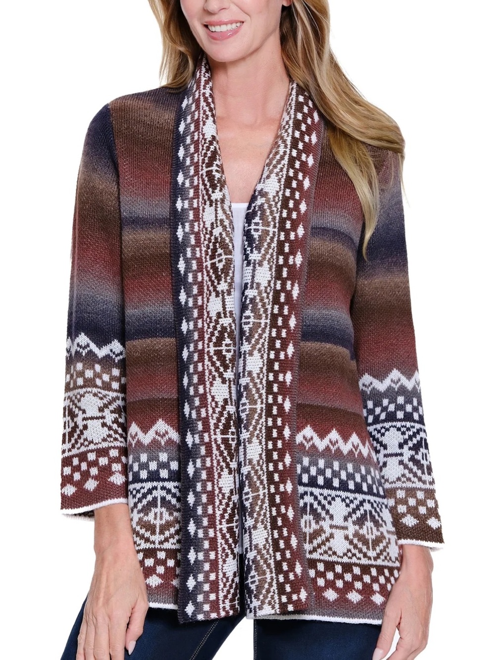ali miles Knit Cardigan in Brown & Rust Size XL